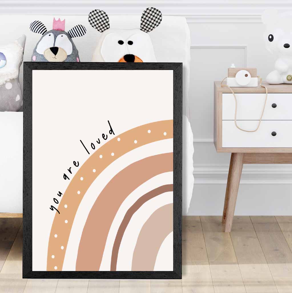 Boho Neutral Beige You are Loved Nursery Print | Wall Art Plaza