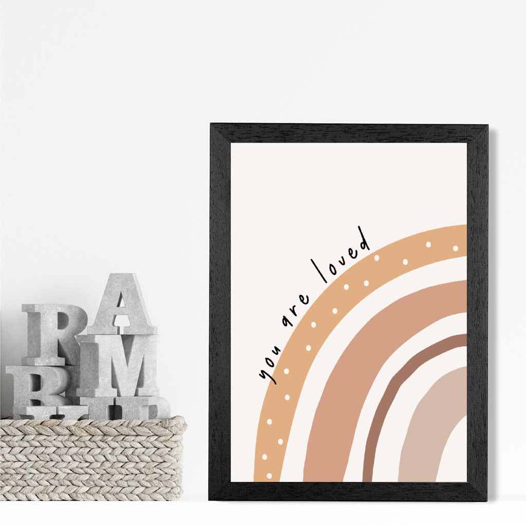 Boho Neutral Beige You are Loved Nursery Print | Wall Art Plaza