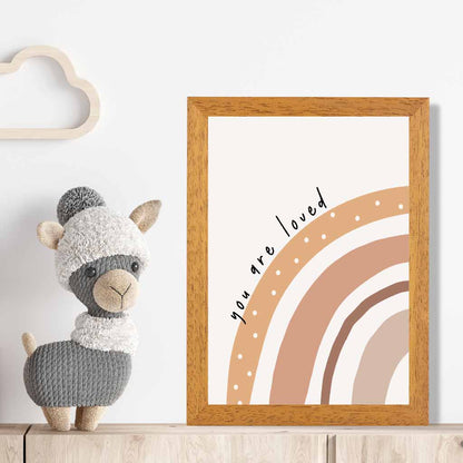 Boho Neutral Beige You are Loved Nursery Print | Wall Art Plaza