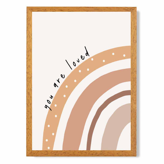 Boho Neutral Beige You are Loved Nursery Print | Wall Art Plaza