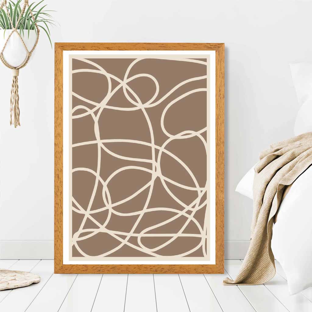 Abstract Brown, Cream Doodles Art Print | Wall Art Plaza