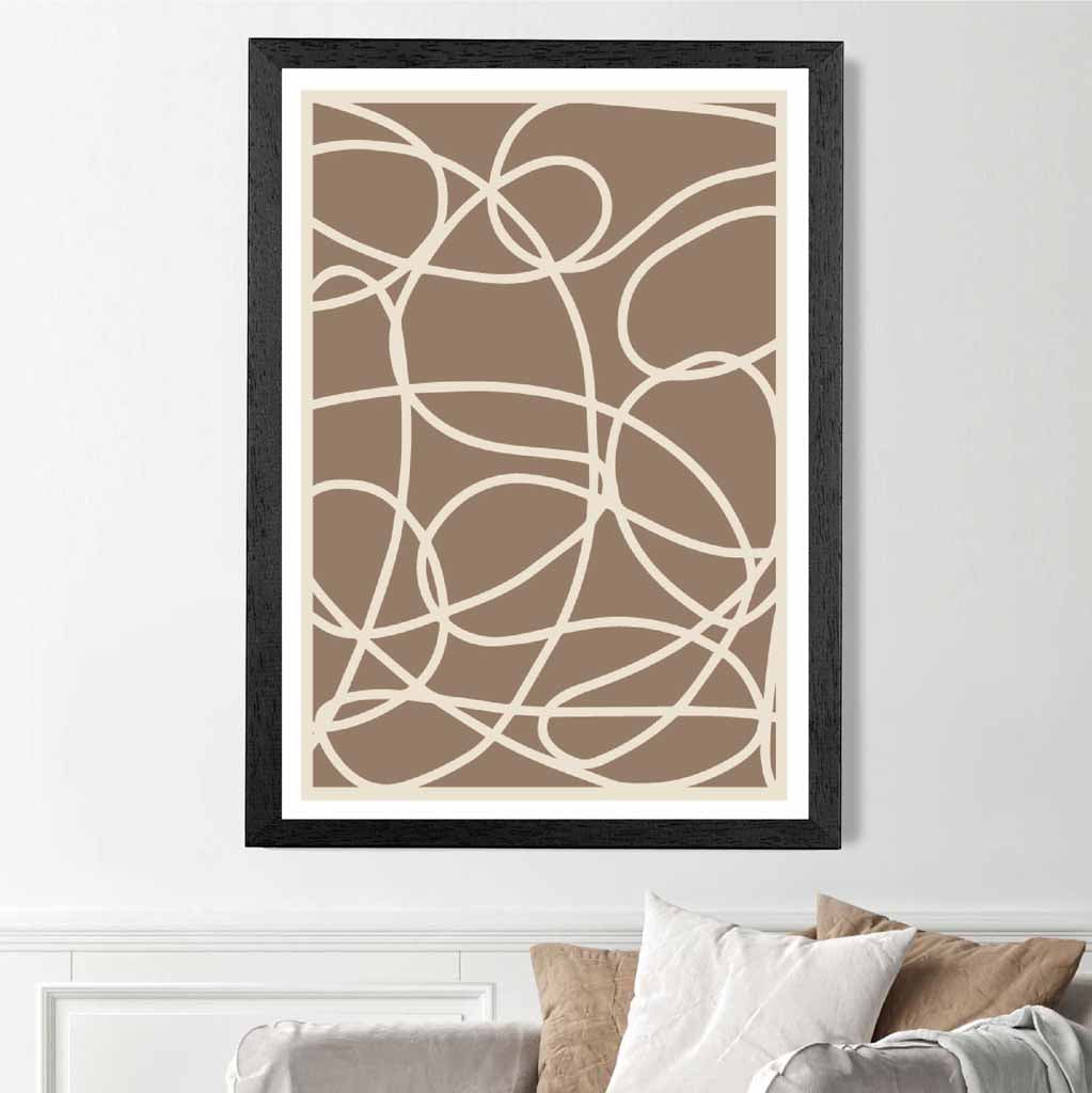 Abstract Brown, Cream Doodles Art Print | Wall Art Plaza