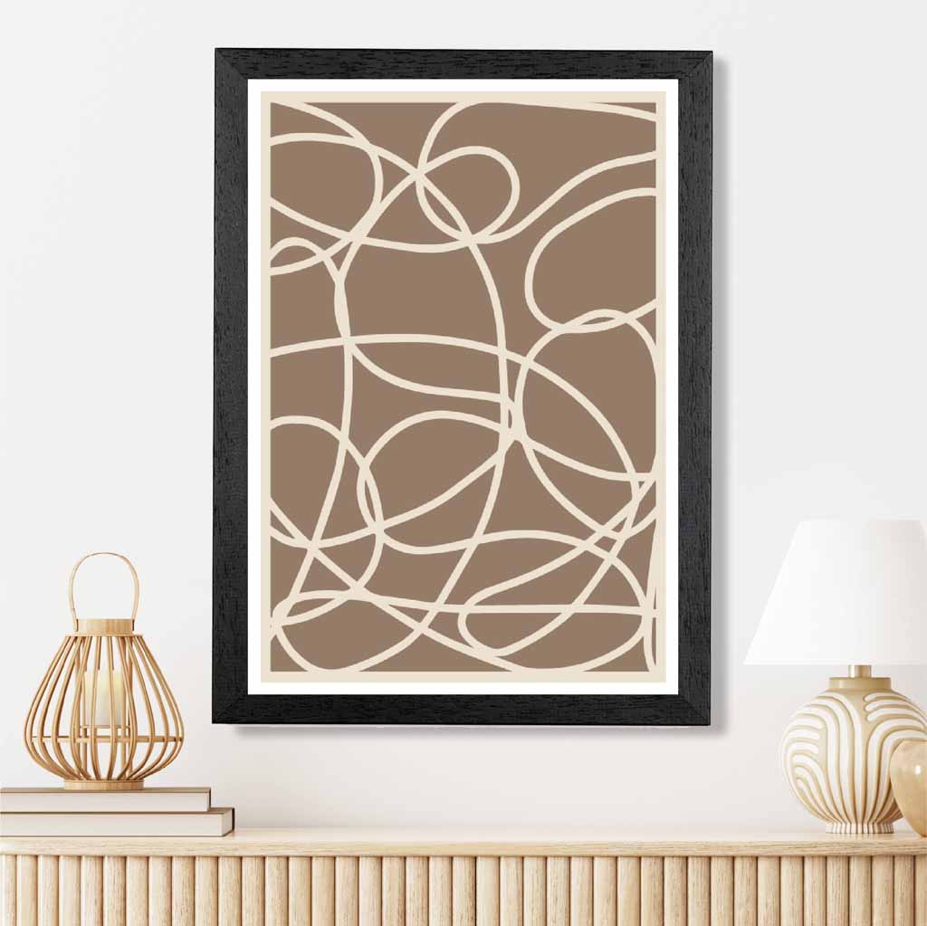 Abstract Brown, Cream Doodles Art Print | Wall Art Plaza