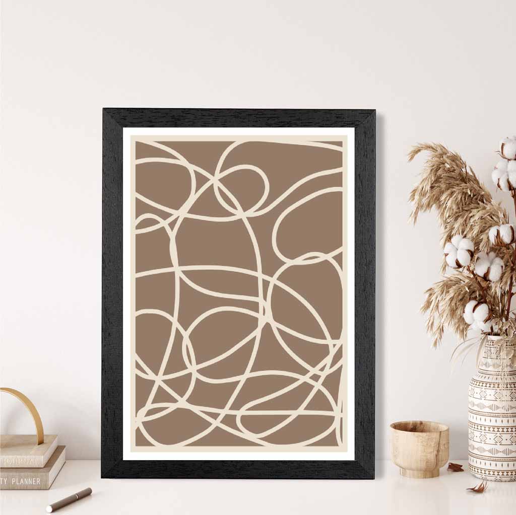 Abstract Brown, Cream Doodles Art Print | Wall Art Plaza