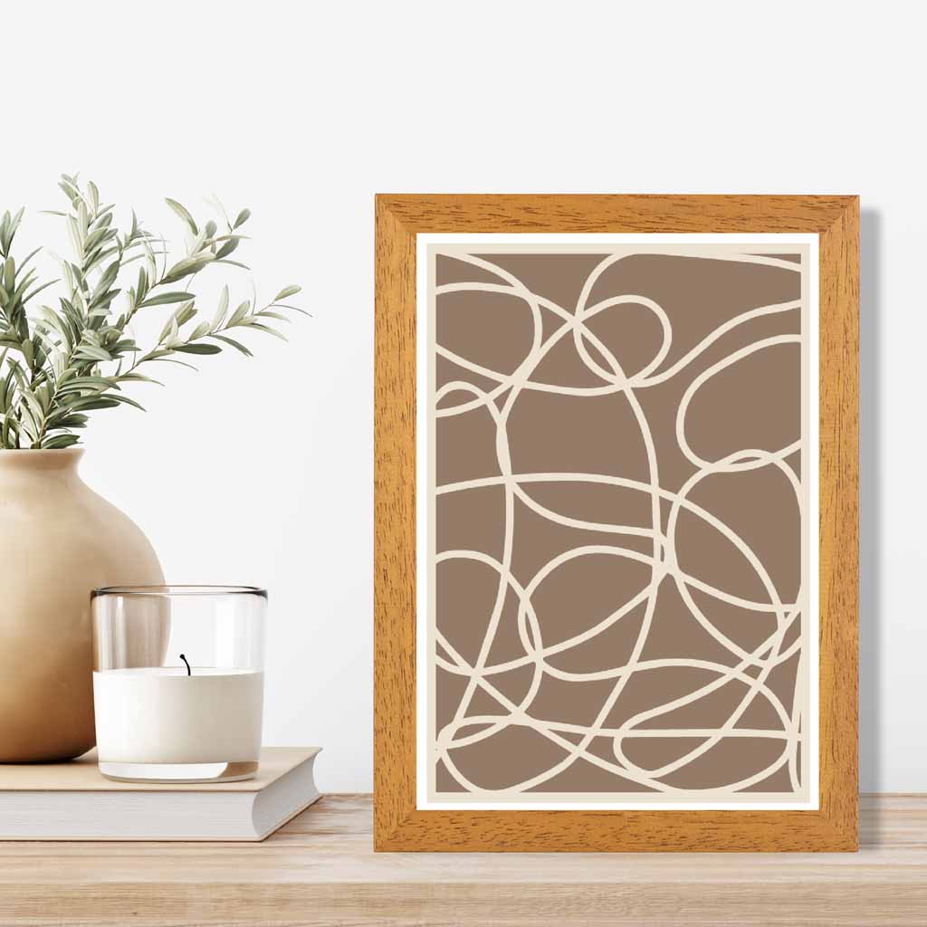 Abstract Brown, Cream Doodles Art Print | Wall Art Plaza