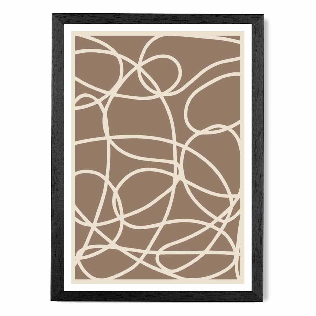 Abstract Brown, Cream Doodles Art Print | Wall Art Plaza