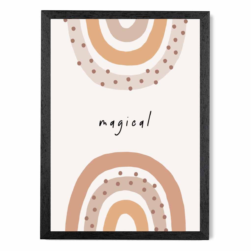 Cute Neutral Beige Magical Rainbow Nursery Print | Wall Art Plaza