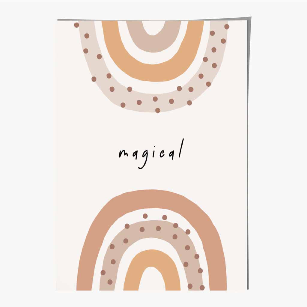 Cute Neutral Beige Magical Rainbow Nursery Print | Wall Art Plaza