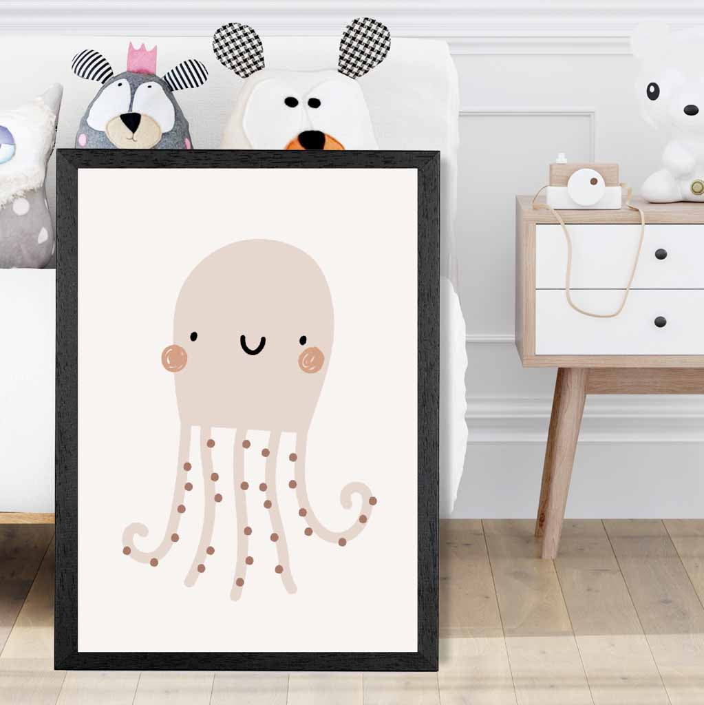 Boho Neutral Beige Octopus Nursery Print | Wall Art Plaza