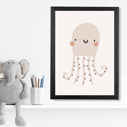 Boho Neutral Beige Octopus Nursery Print | Wall Art Plaza