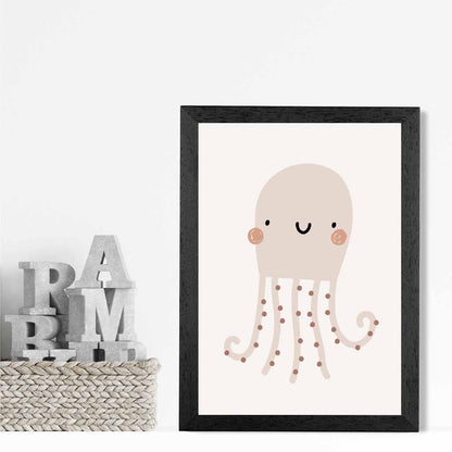 Boho Neutral Beige Octopus Nursery Print | Wall Art Plaza