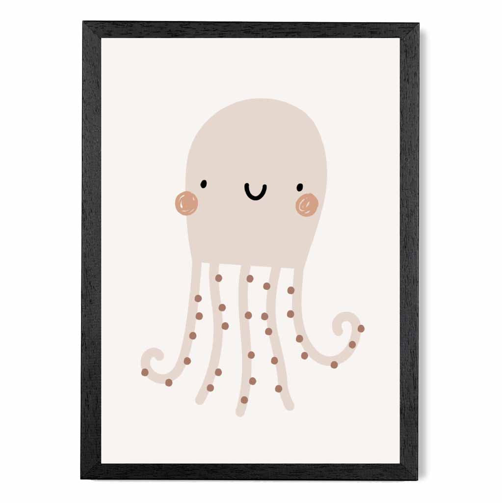 Boho Neutral Beige Octopus Nursery Print | Wall Art Plaza