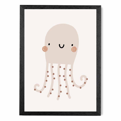 Boho Neutral Beige Octopus Nursery Print | Wall Art Plaza