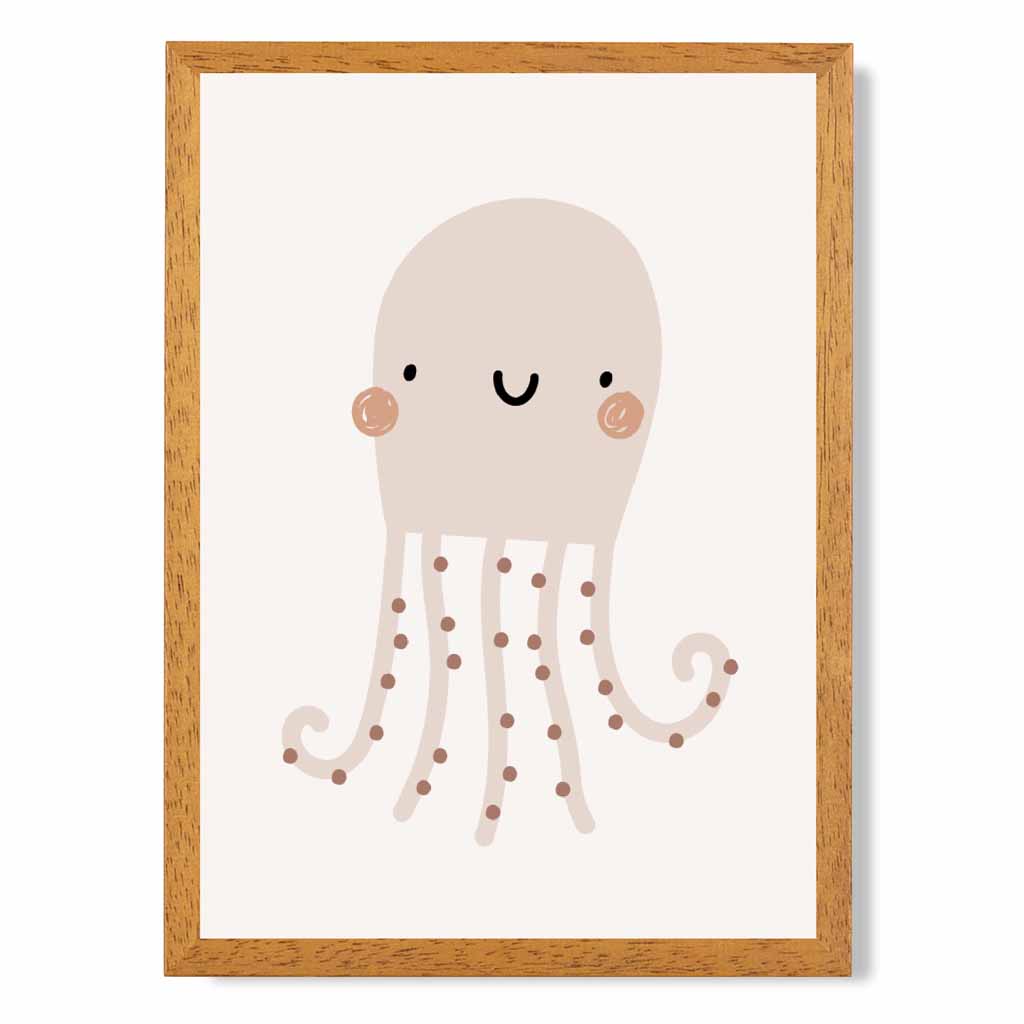 Boho Neutral Beige Octopus Nursery Print | Wall Art Plaza