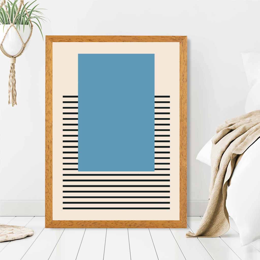 Mid Century Blue, Black Rectangle Art Print | Wall Art Plaza