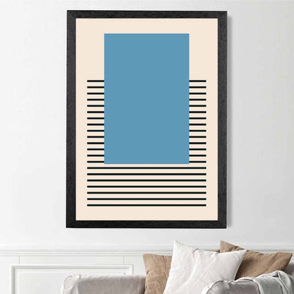 Mid Century Blue, Black Rectangle Art Print | Wall Art Plaza