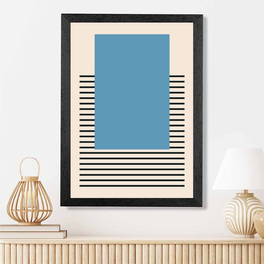 Mid Century Blue, Black Rectangle Art Print | Wall Art Plaza