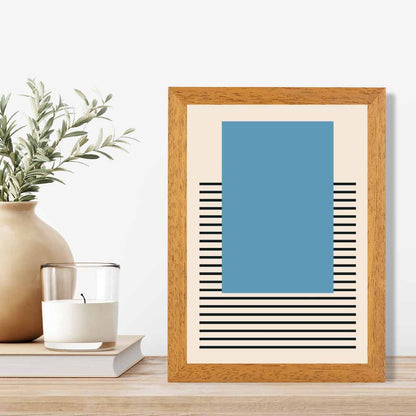 Mid Century Blue, Black Rectangle Art Print