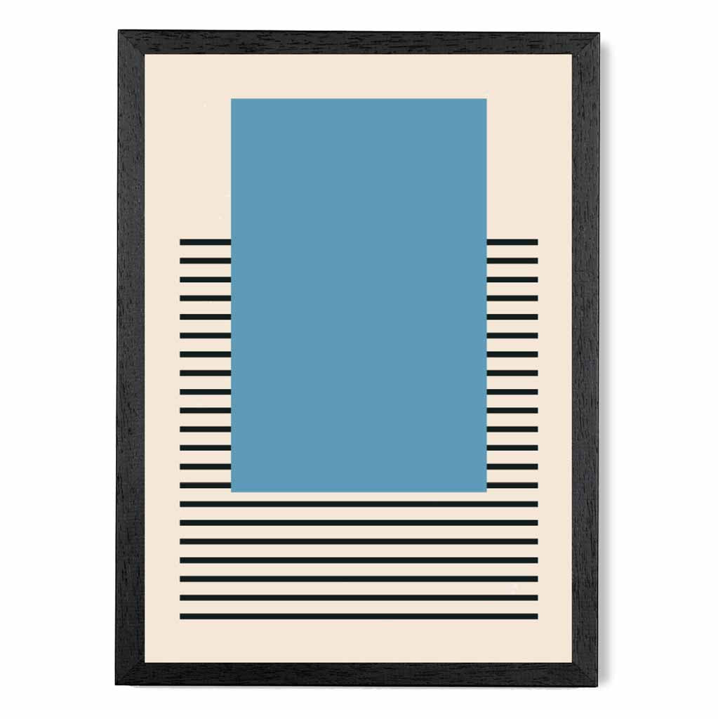 Mid Century Blue, Black Rectangle Art Print | Wall Art Plaza