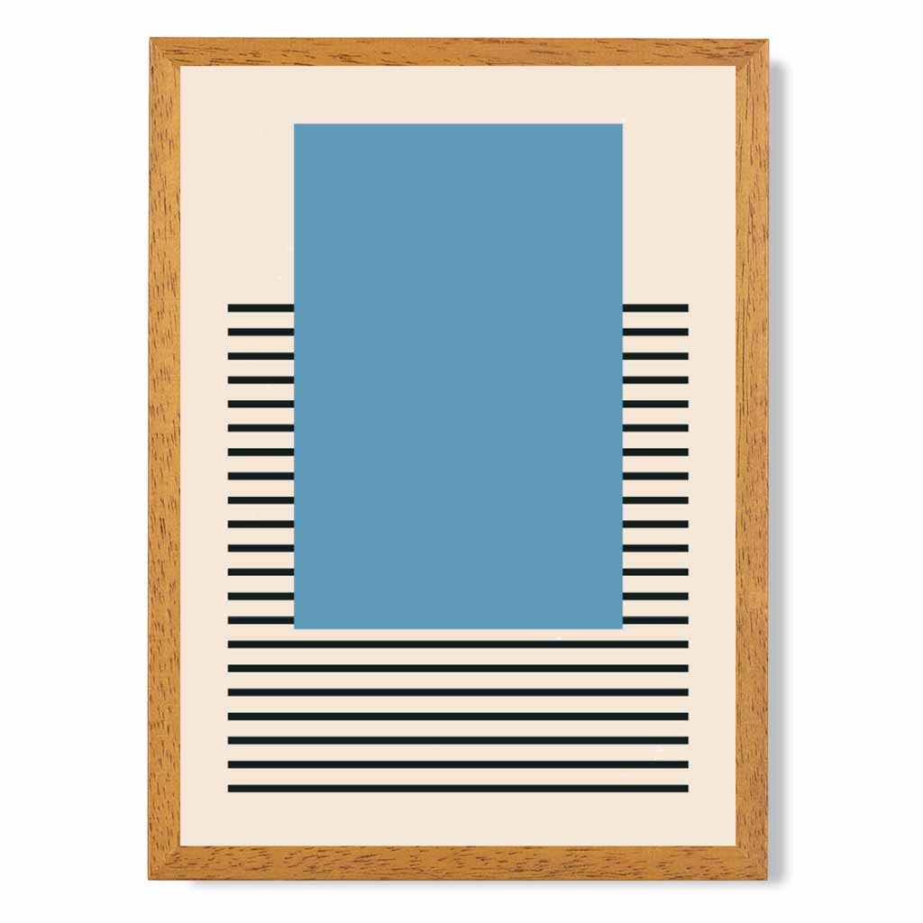 Mid Century Blue, Black Rectangle Art Print | Wall Art Plaza