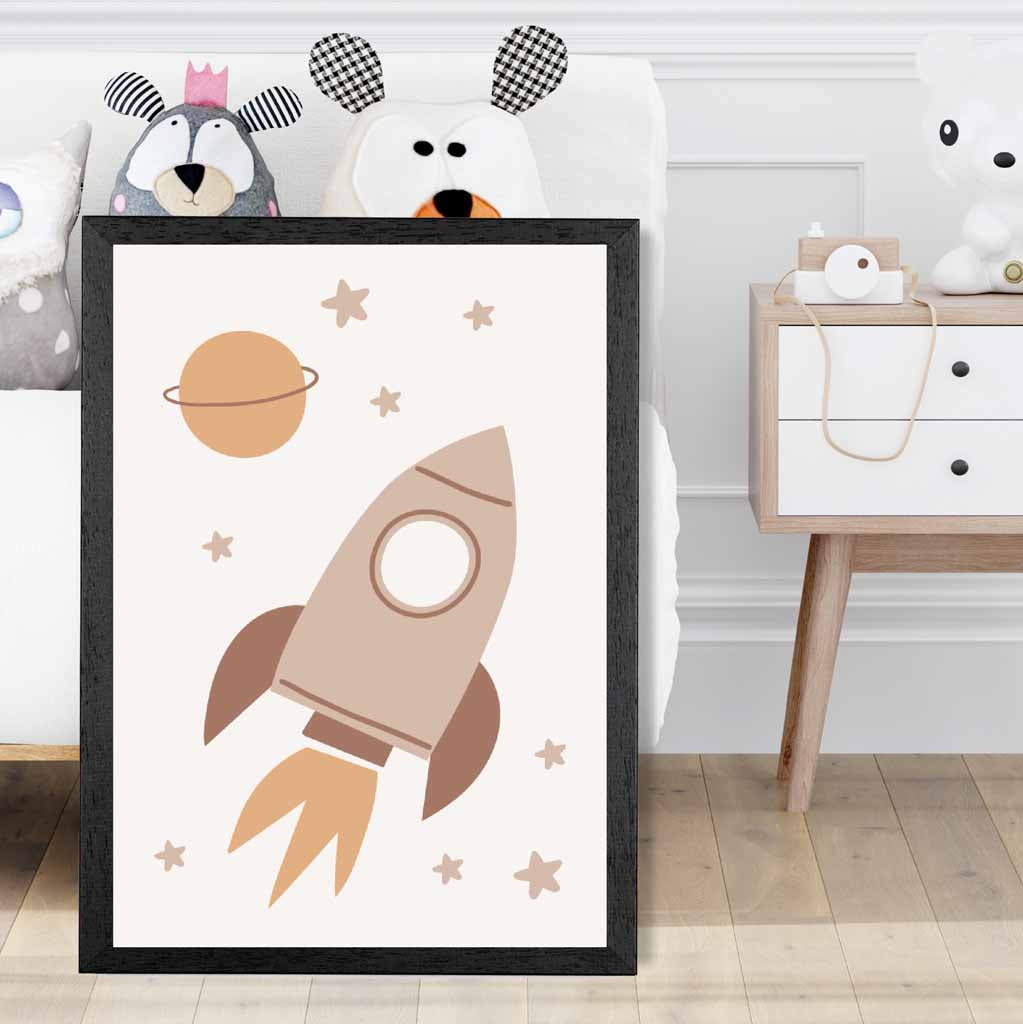 Cute Neutral Beige Landscape Nursery Print | Wall Art Plaza