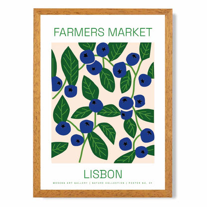 Farmers Market Blue, Green Lisbon Blueberries Kitchen Art Print | Wall Art Plaza