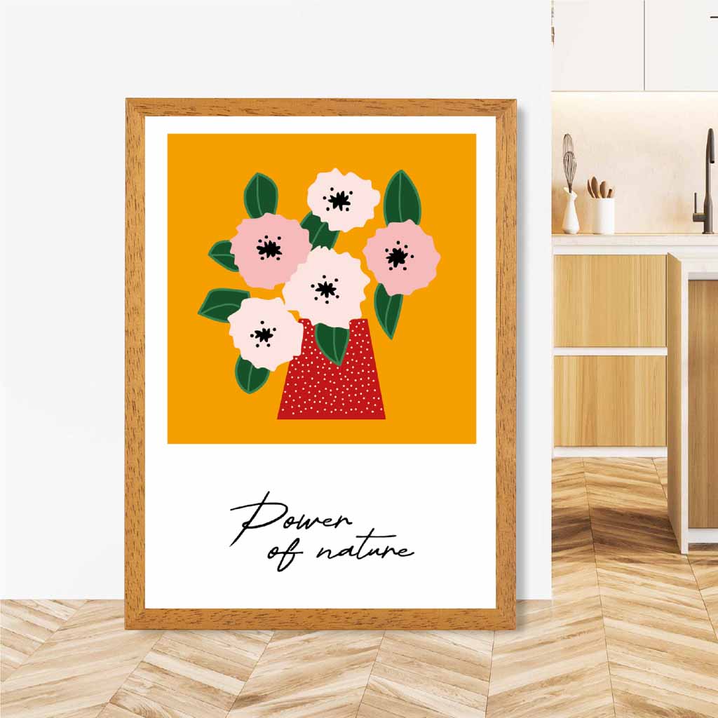 Modern Floral Orange, Pink Power of Nature  Art Print | Wall Art Plaza