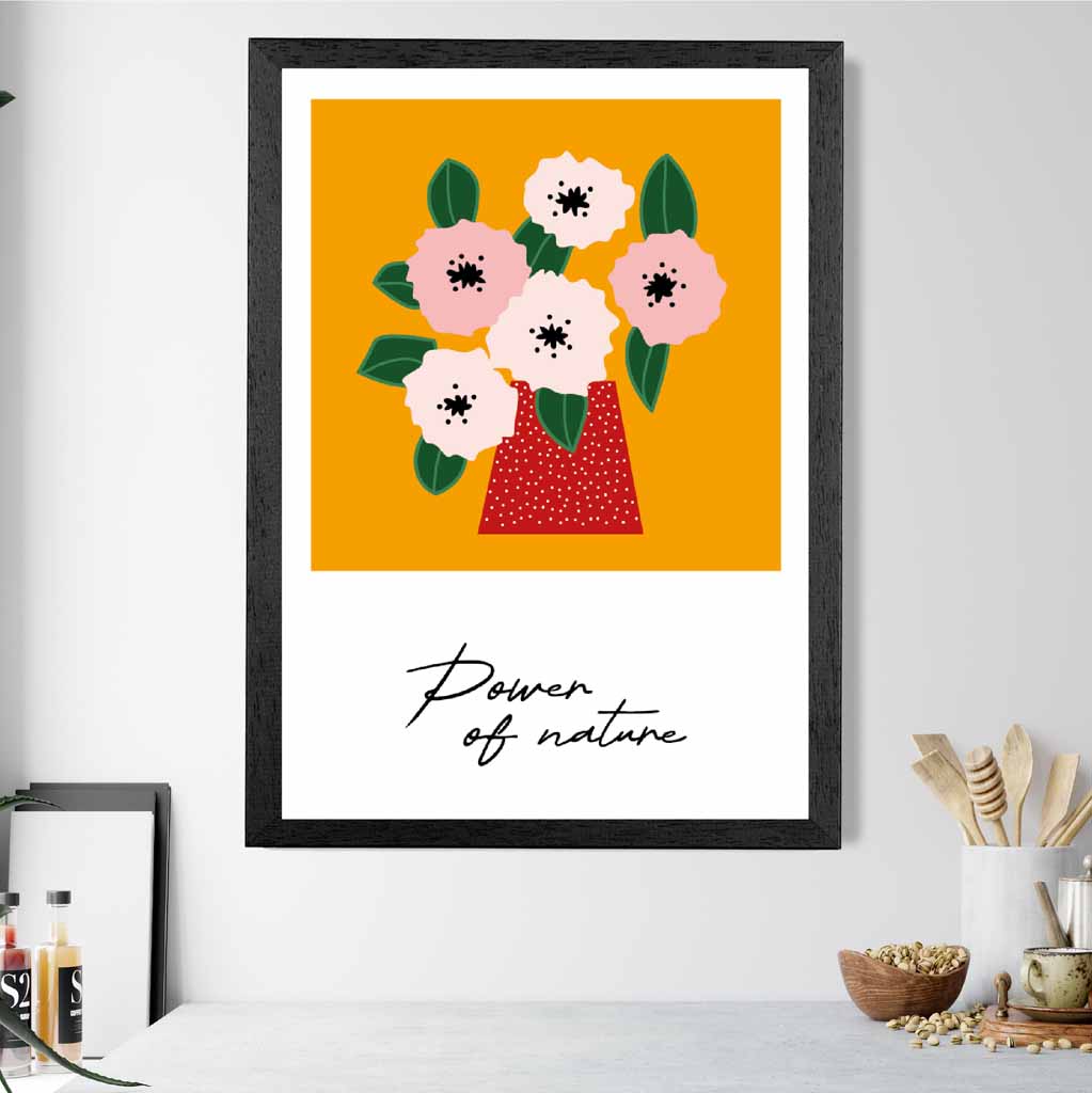 Modern Floral Orange, Pink Power of Nature  Art Print | Wall Art Plaza