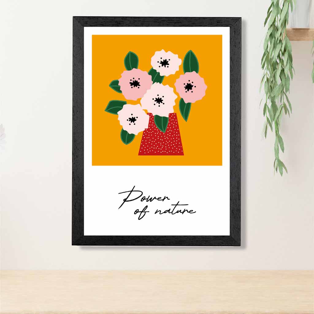 Modern Floral Orange, Pink Power of Nature  Art Print | Wall Art Plaza