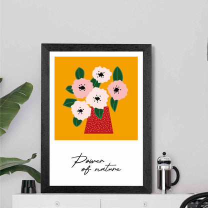 Modern Floral Orange, Pink Power of Nature  Art Print | Wall Art Plaza