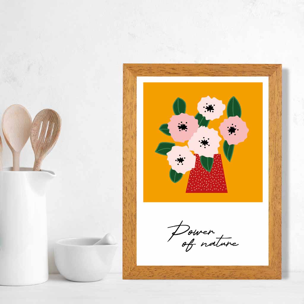 Modern Floral Orange, Pink Power of Nature  Art Print | Wall Art Plaza