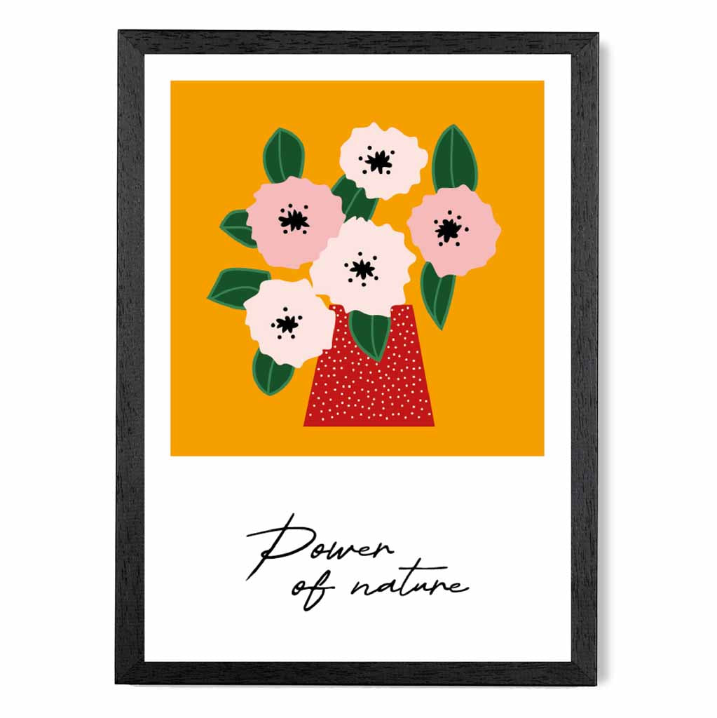 Modern Floral Orange, Pink Power of Nature  Art Print | Wall Art Plaza