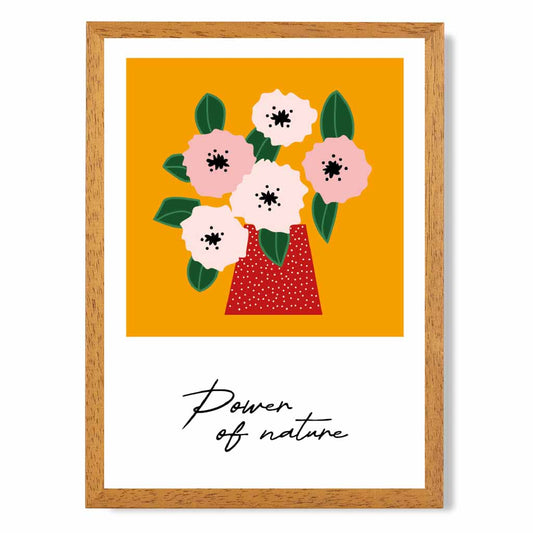 Modern Floral Orange, Pink Power of Nature  Art Print | Wall Art Plaza