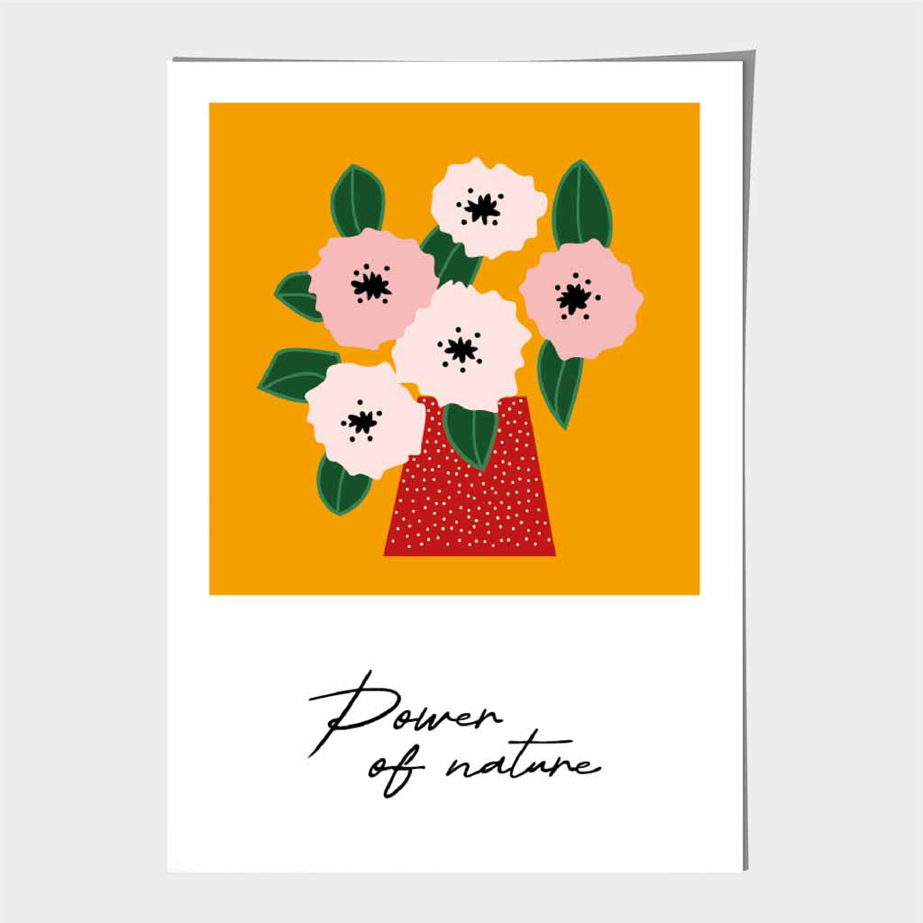 Modern Floral Orange, Pink Power of Nature  Art Print | Wall Art Plaza