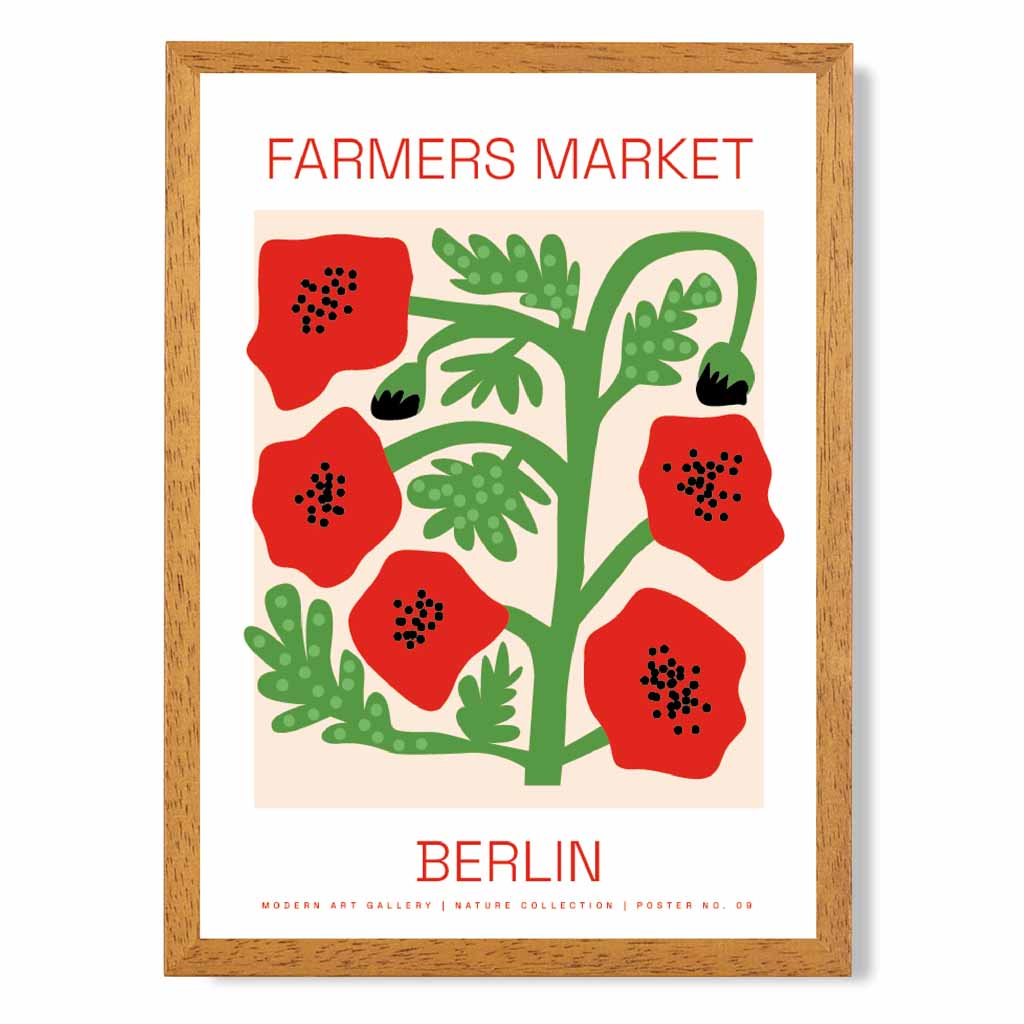 Farmers Market Red, Green Berlin Poppies  Art Print | Wall Art Plaza