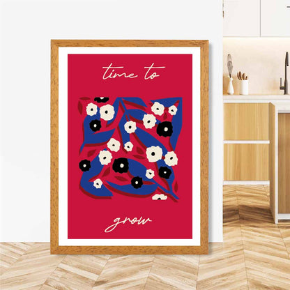 Boho Modern Red, Blue Flowers quote  Art Print | Wall Art Plaza