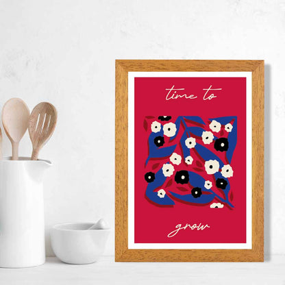 Boho Modern Red, Blue Flowers quote  Art Print | Wall Art Plaza