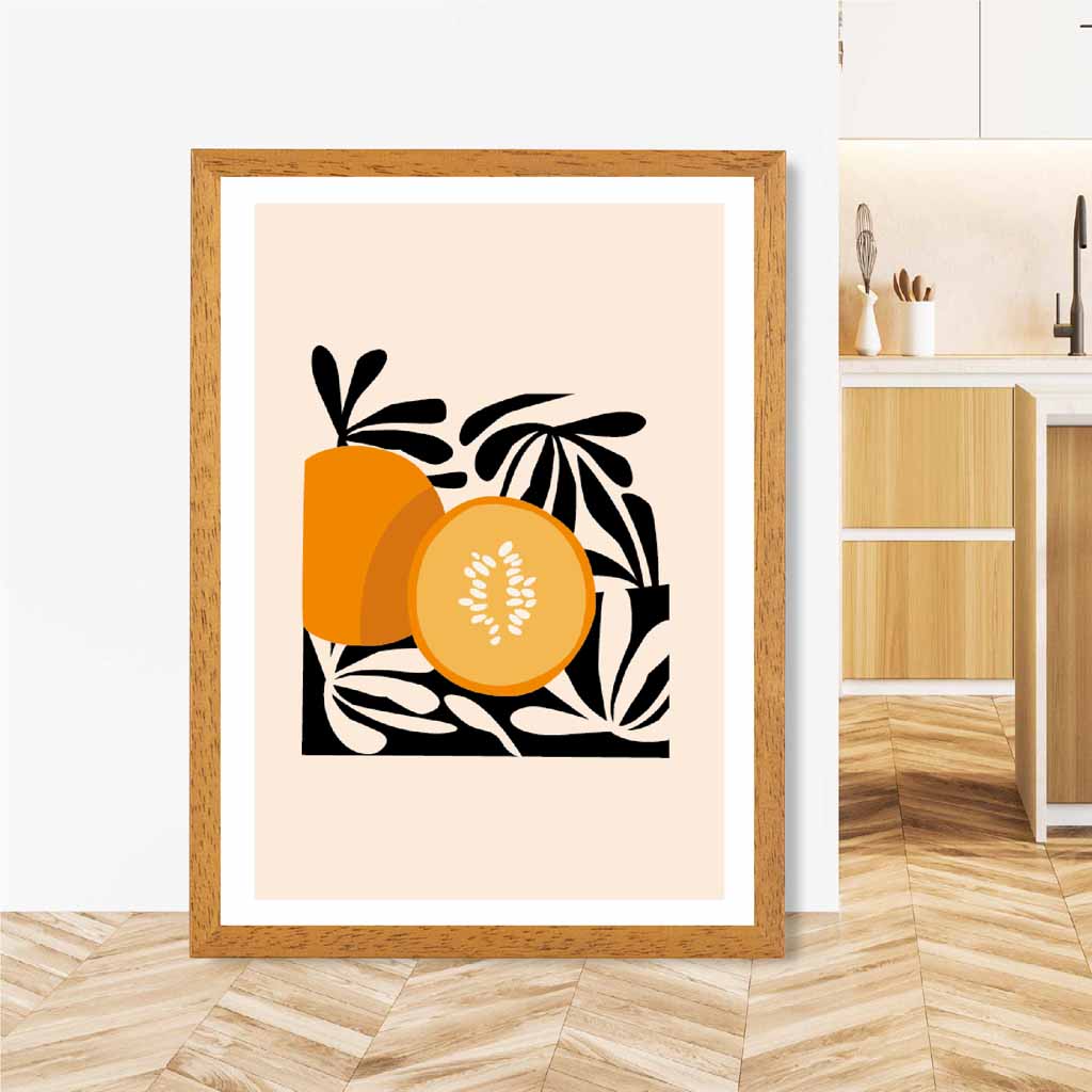 Modern Abstract Beige, Black Melon Kitchen Art Print | Wall Art Plaza