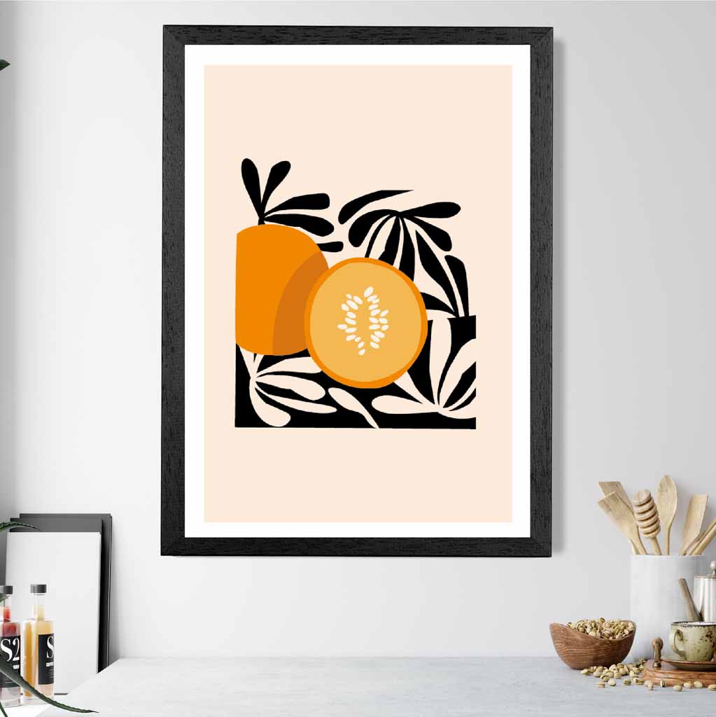 Modern Abstract Beige, Black Melon Kitchen Art Print | Wall Art Plaza