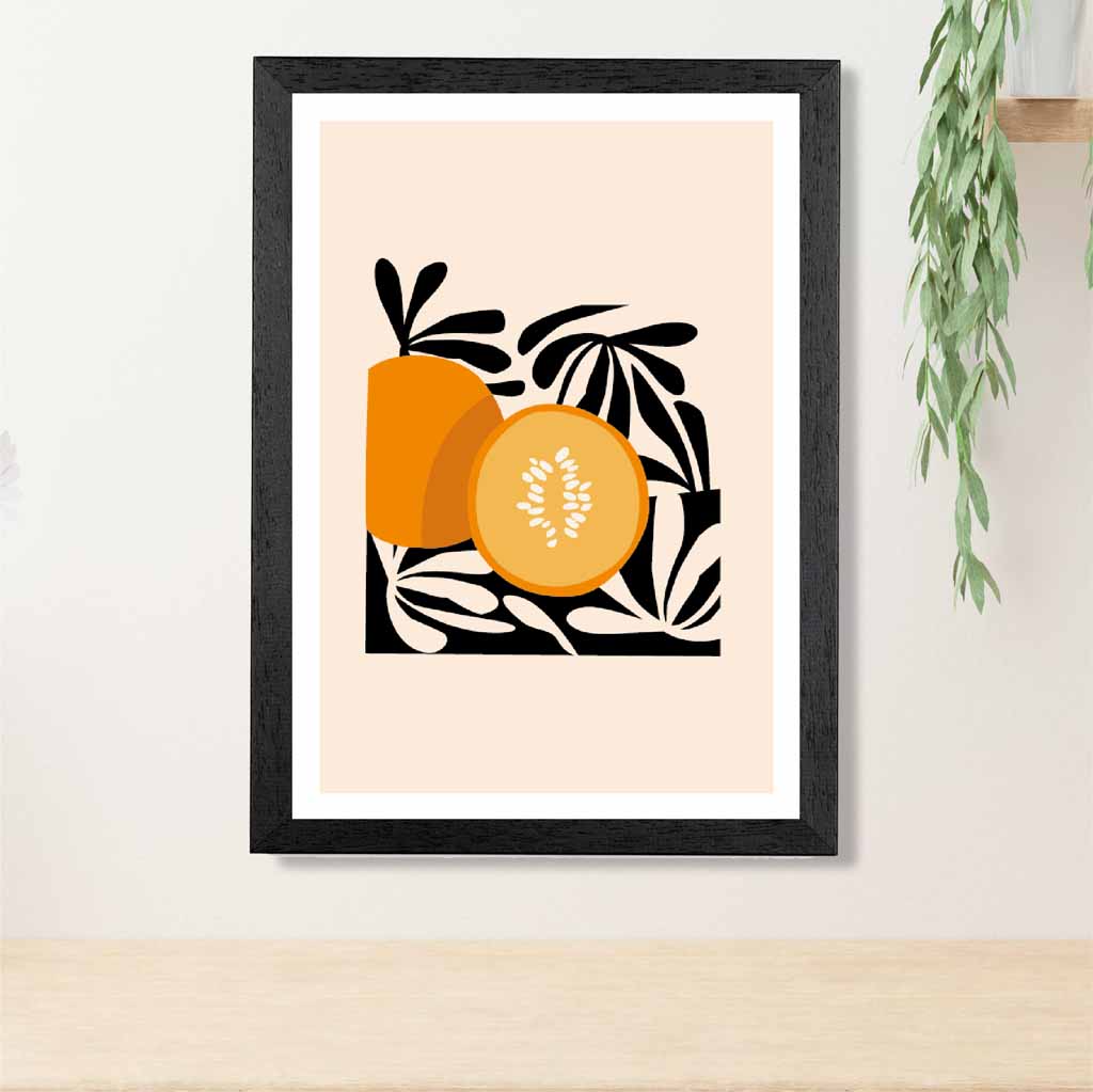 Modern Abstract Beige, Black Melon Kitchen Art Print | Wall Art Plaza