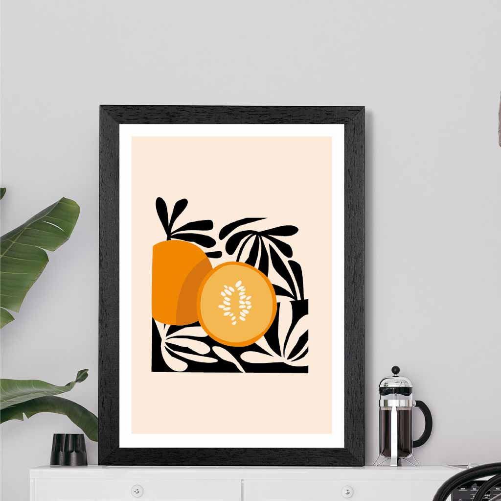 Modern Abstract Beige, Black Melon Kitchen Art Print | Wall Art Plaza