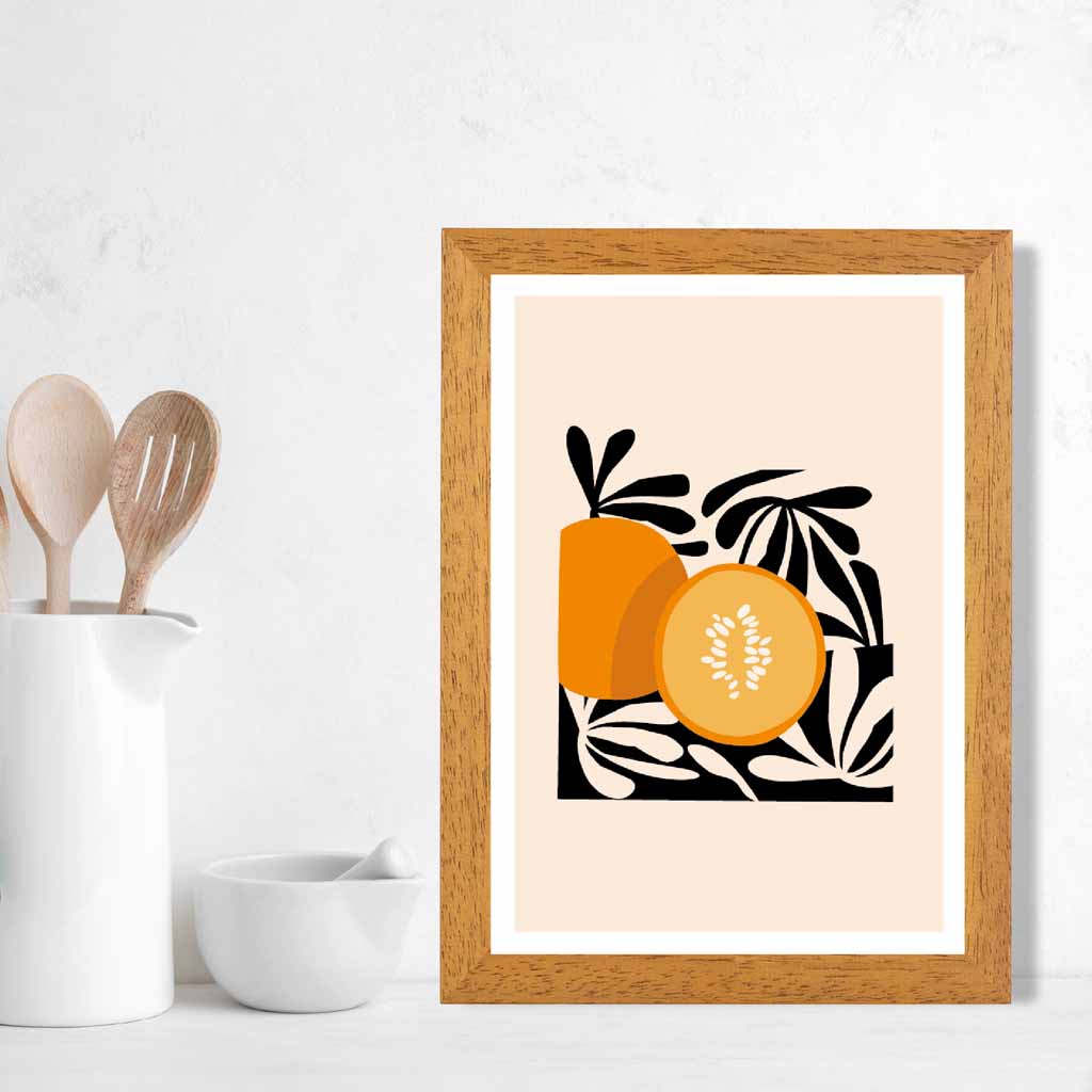 Modern Abstract Beige, Black Melon Kitchen Art Print | Wall Art Plaza