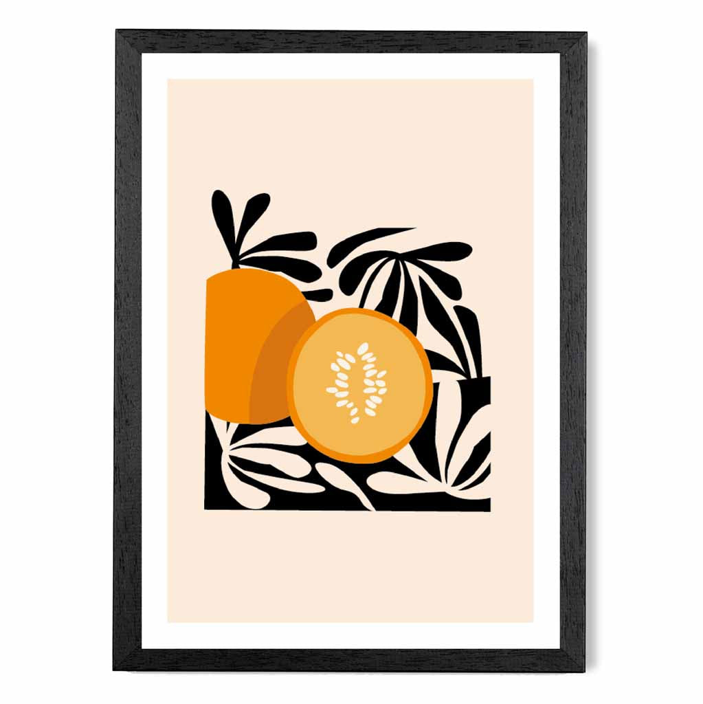 Modern Abstract Beige, Black Melon Kitchen Art Print | Wall Art Plaza