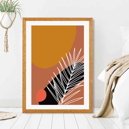 Boho Orange, Pink Sketch Botanical Art Poster | Wall Art Plaza