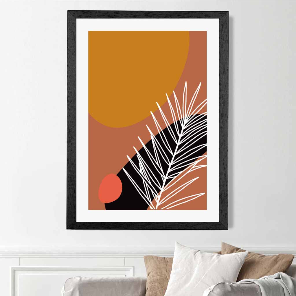 Boho Orange, Pink Sketch Botanical Art Poster | Wall Art Plaza