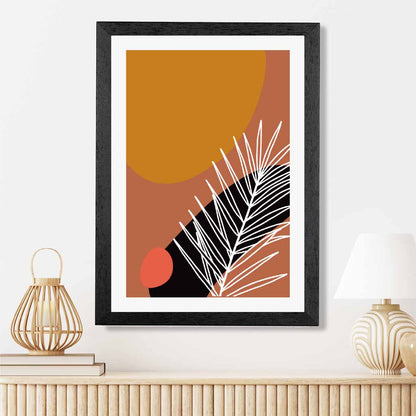 Boho Orange, Pink Sketch Botanical Art Poster | Wall Art Plaza