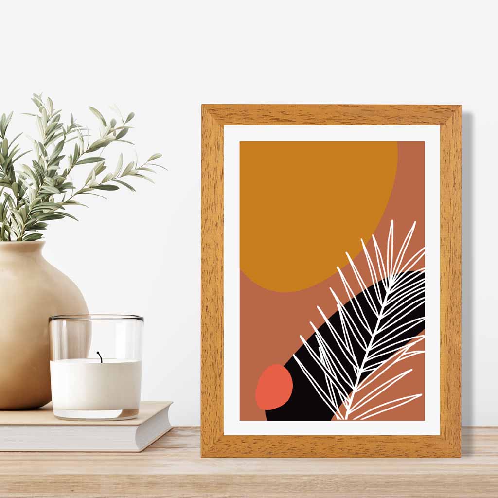 Boho Orange, Pink Sketch Botanical Art Poster | Wall Art Plaza