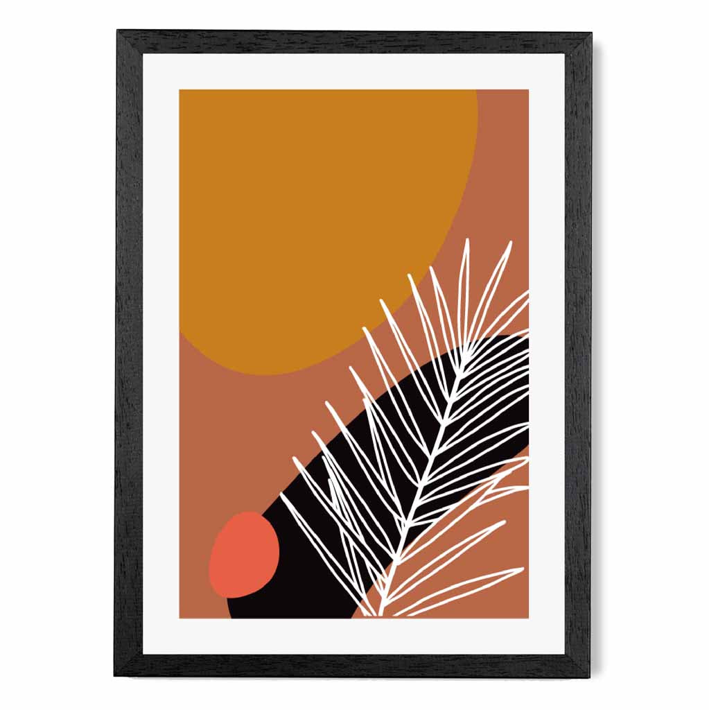 Boho Orange, Pink Sketch Botanical Art Poster | Wall Art Plaza