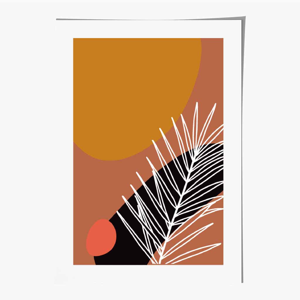 Boho Orange, Pink Sketch Botanical Art Poster | Wall Art Plaza