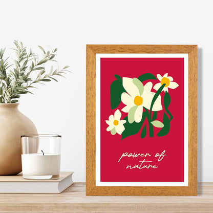 Boho Modern Red, Green Flower Power  Art Print | Wall Art Plaza